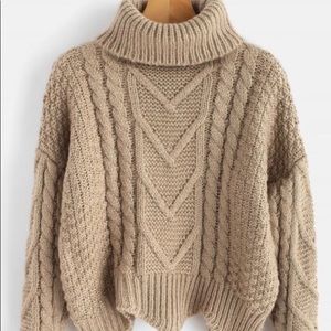 Cable knit turtle neck